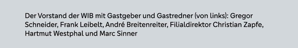 Der Vorstand der WIB mit Gastgeber und Gastredner (von links): Gregor Schneider, Frank Leibelt, Andr Breitenreiter, ...