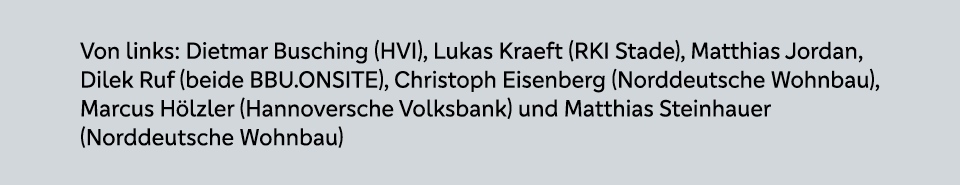 Von links: Dietmar Busching (HVI), Lukas Kraeft (RKI Stade), Matthias Jordan, Dilek Ruf (beide BBU.ONSITE), Christoph...